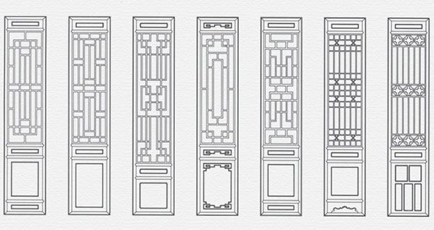 宁国常用中式仿古花窗图案隔断设计图